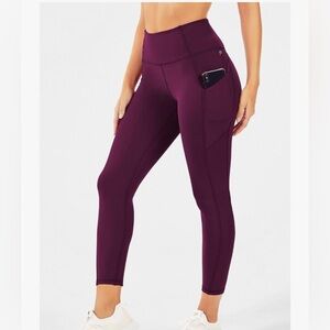 Fabletics Women's Oasis PureLuxe High-Waisted Legging, 7/8 length, Burgundy